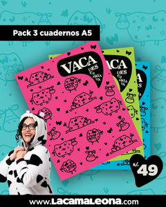 Pack 3 cuadernos A5 Vaca Descarriada