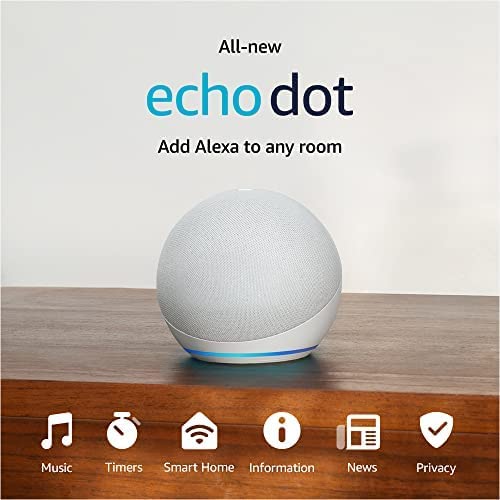 Alexa All-New Echo Dot (5th Gen, 2022) | Parlante Asistente De Voz Smart | Glacier White