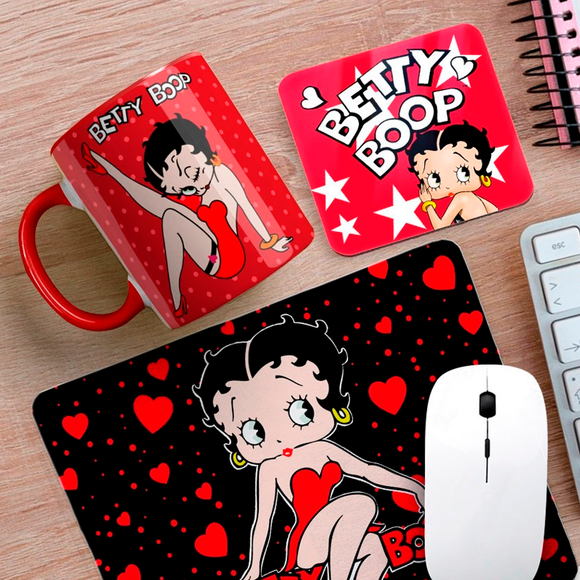 Pack de Regalo Betty Boop (Posavaso + Mouse Pad + Taza + Caja)