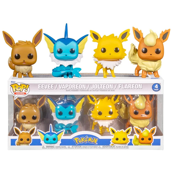 Funko Pop! Pokémon - 4 pack Exclusive Eevee, Vaporeon, Flareon y Jolteon Glow in the dark